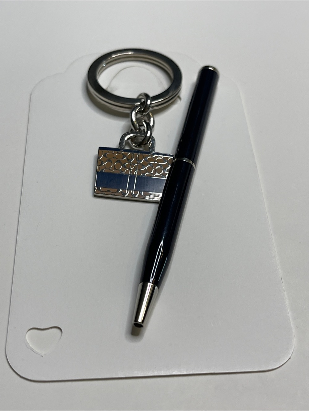 Coach Gold & Navy Enamel Tote Keychain and Coach Pen - Picture 5 of 5
